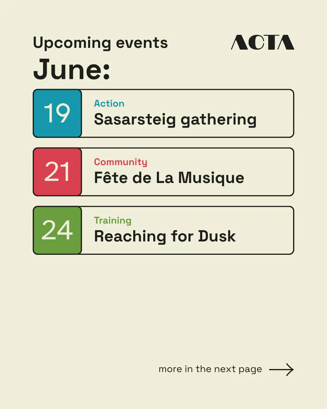 Upcoming events post