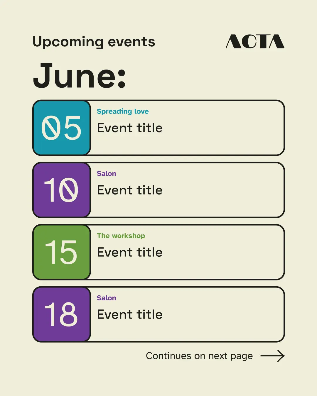 Upcoming events post