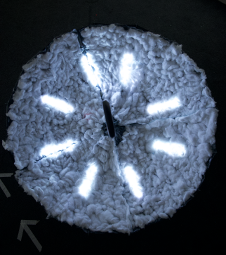 Updated prototype — cotton lining with LEDs