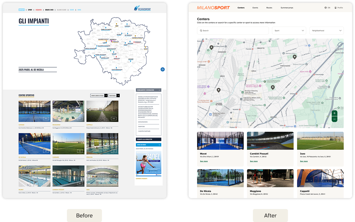 comparison of old homepage with new one