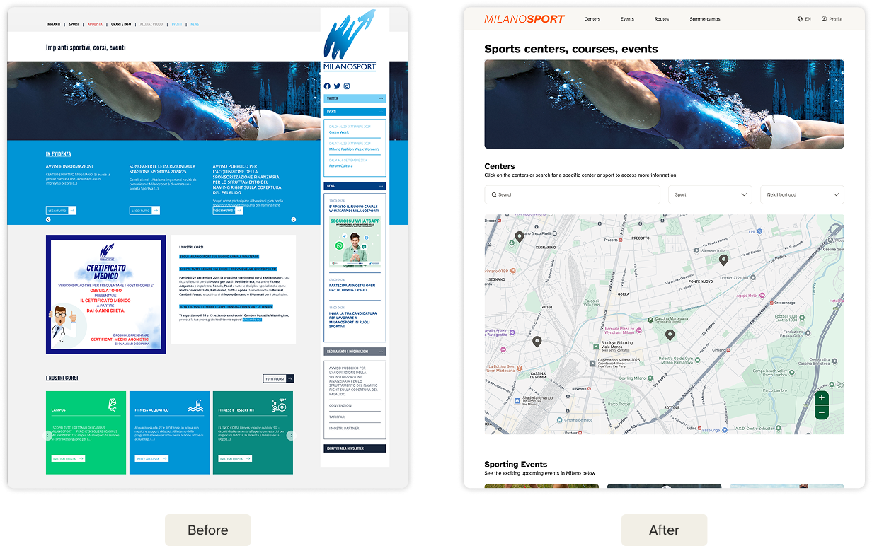 comparison of old homepage with new one