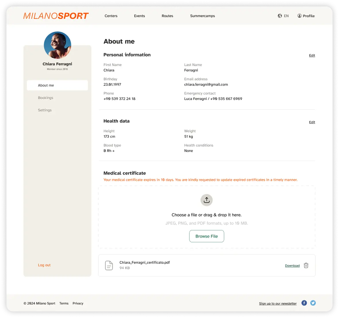 Personal profile