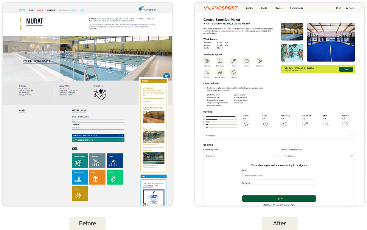 comparison of old homepage with new one