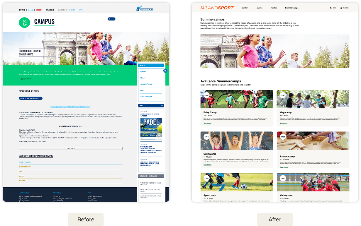 comparison of old homepage with new one